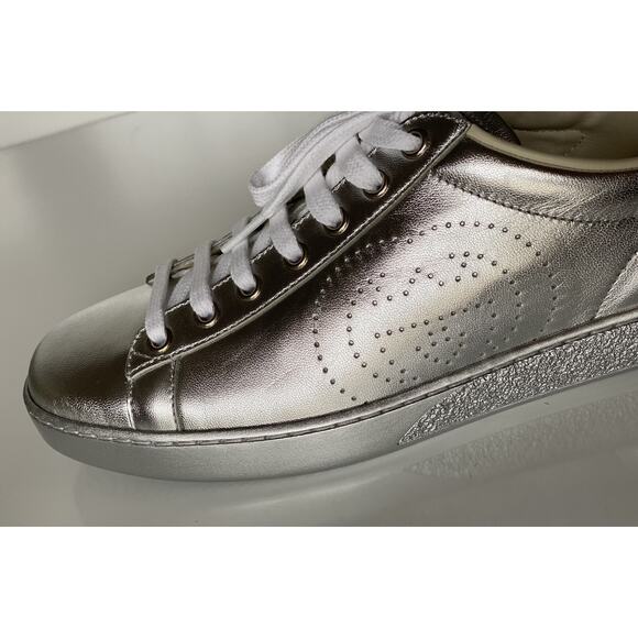 Gucci Ace Men\'s Low-top Silver Sneakers 10.5 US (Gucci 10) 660266 Italy NIB main image 5